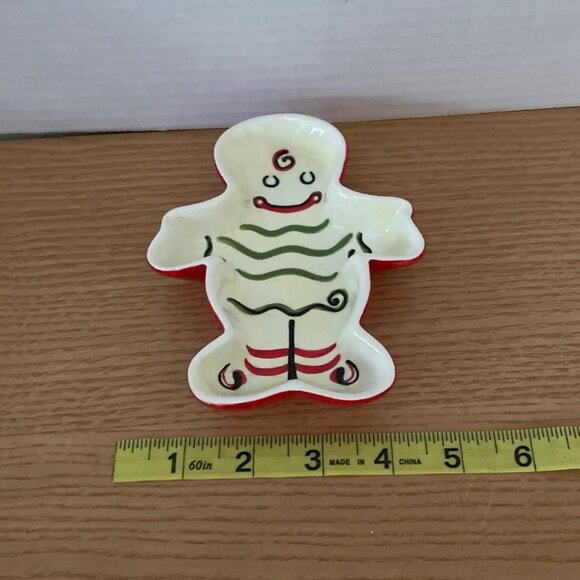 Ceramic Christmas Tree and Gingerbread Man Dishes Candy Serving Trinket Holiday - Picture 8 of 8